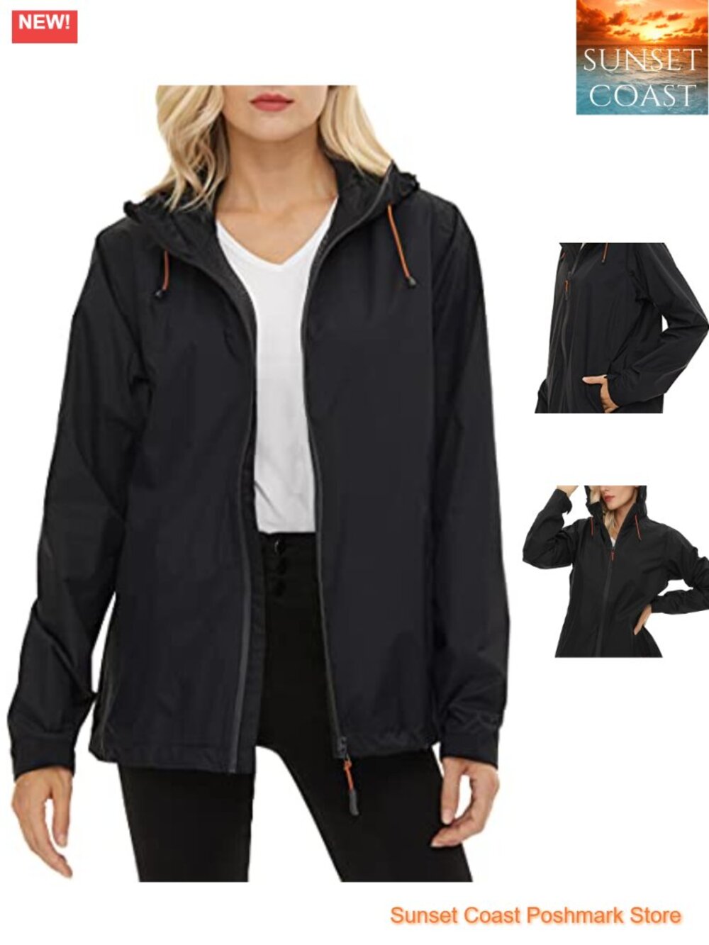 LeSies Women's Waterproof Nylon Rain Jacket Lightweight Hooded Windbreaker